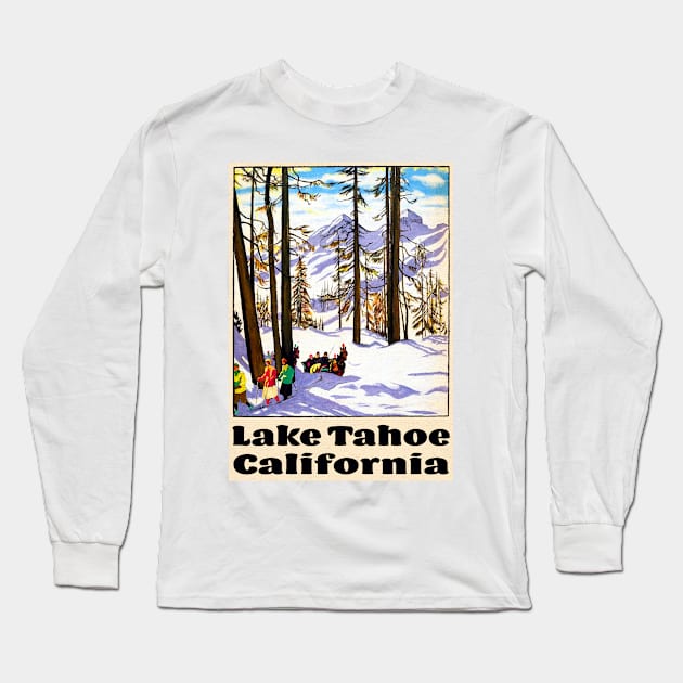 Ski Lake Tahoe Vintage California Skiing Long Sleeve T-Shirt by TravelTime